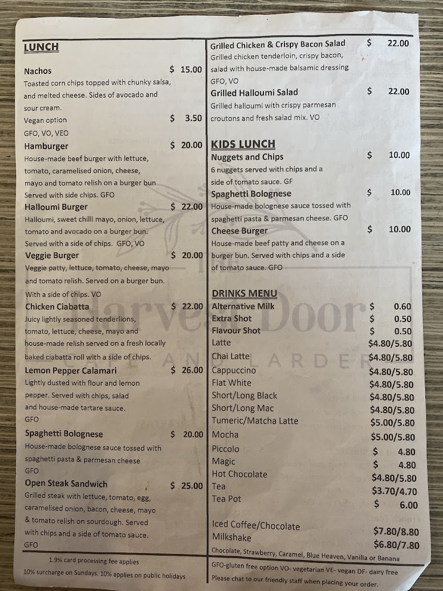Menu The Harvest Door Cafe & Larder Kilmore-4