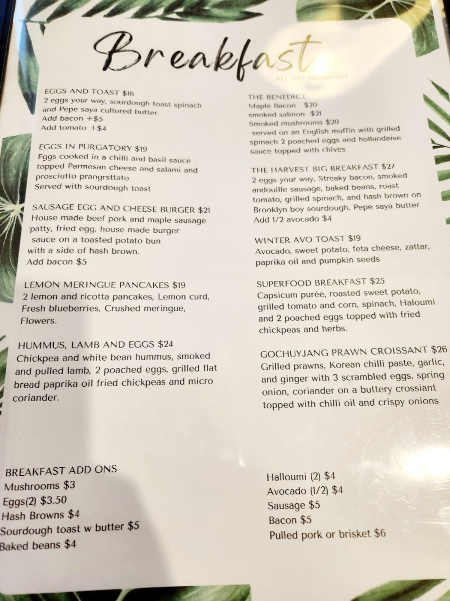 Menu The Harvest Ground-1