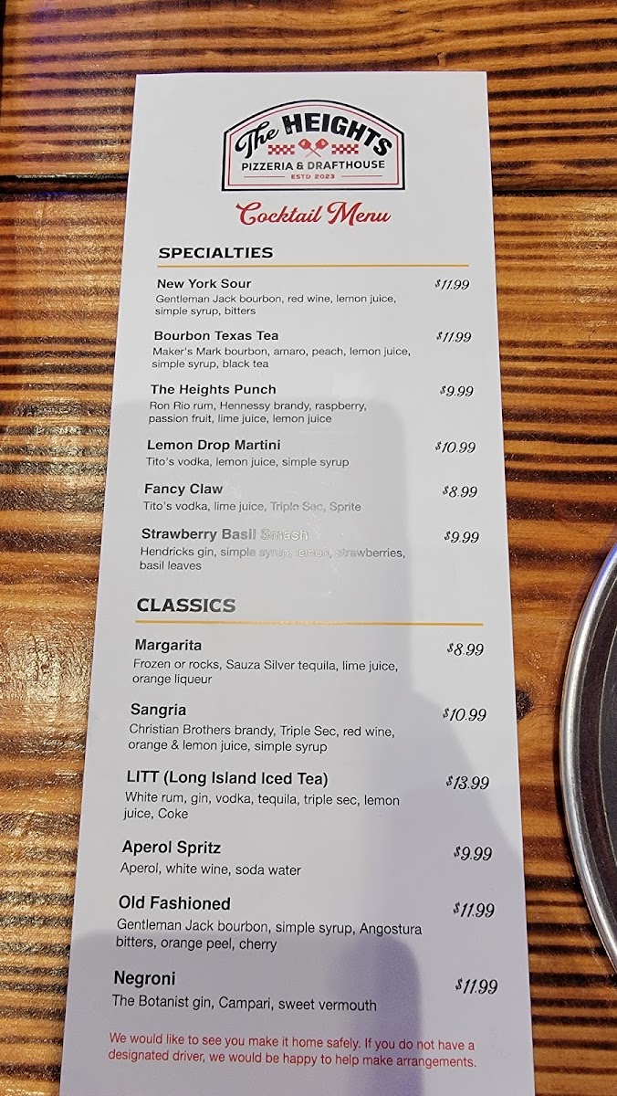 Menu The Heights Pizzeria And Drafthouse-7
