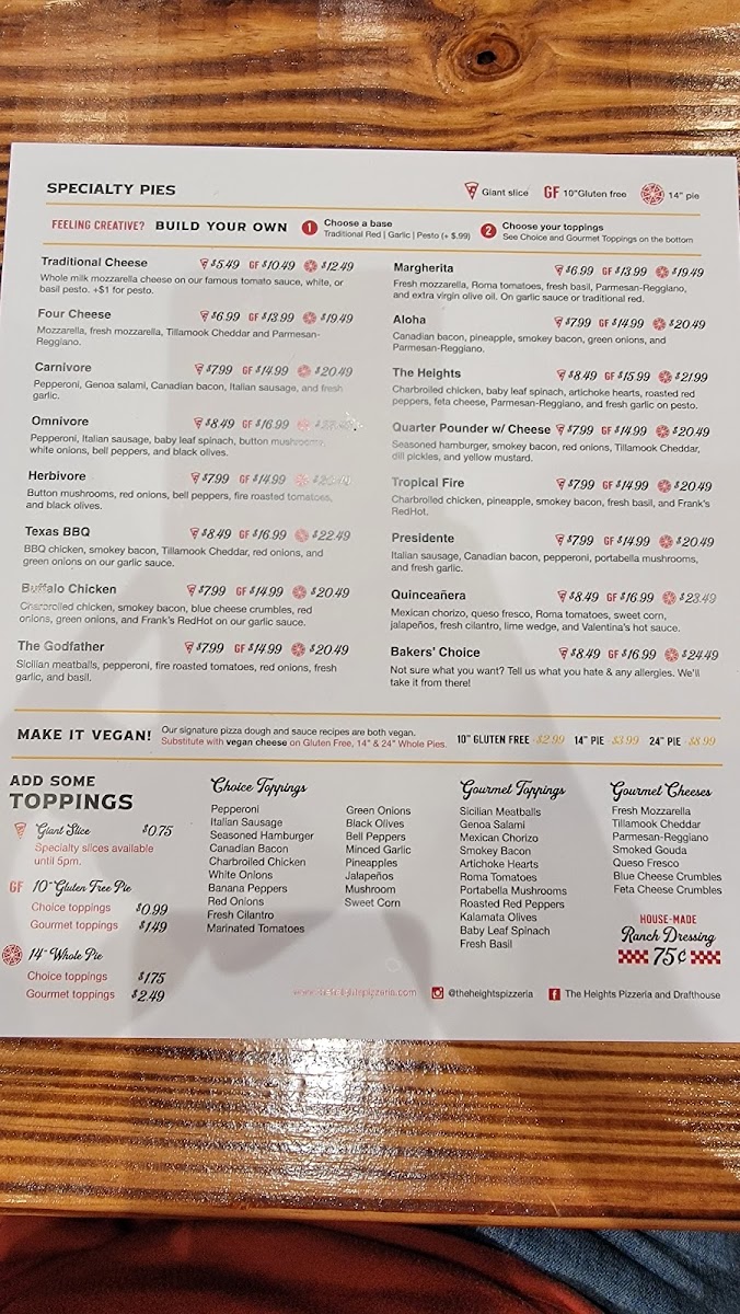 Menu The Heights Pizzeria And Drafthouse-8