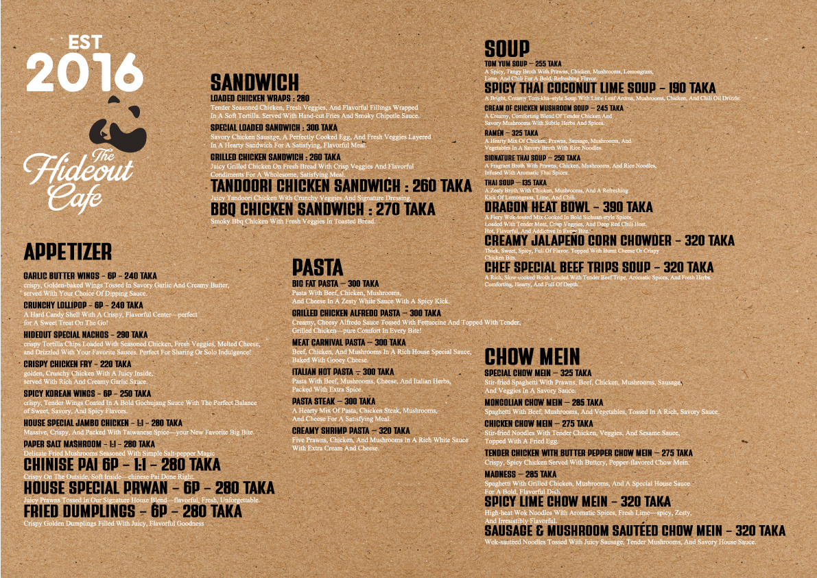 Menu The Hideout Cafe-3