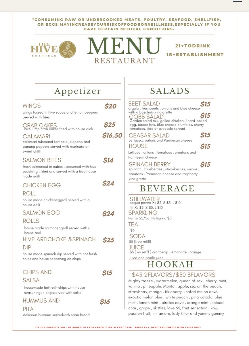 Menu The Hive Buckhead-3