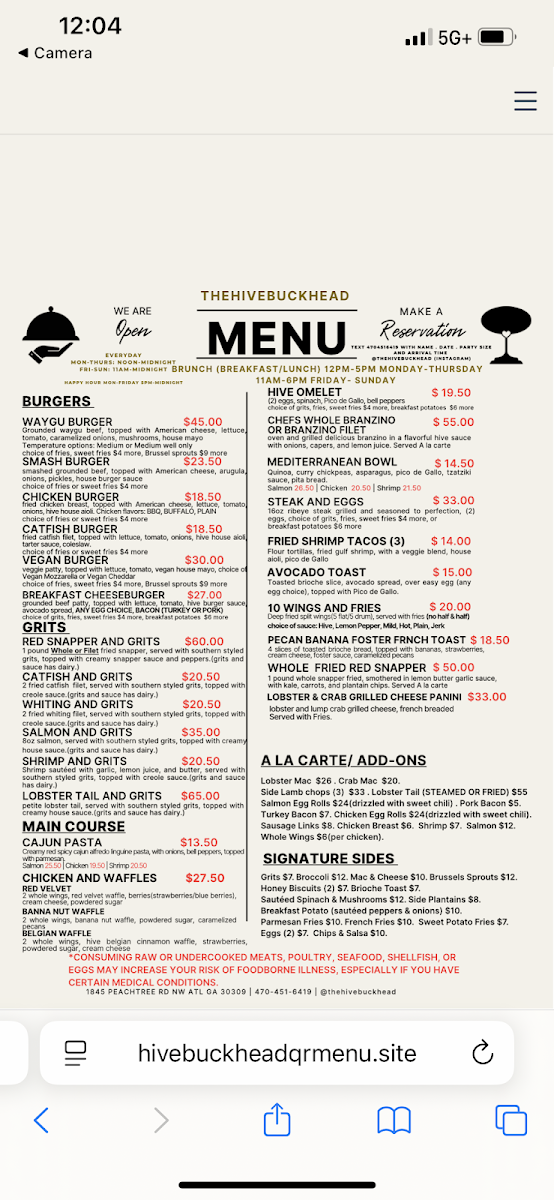 Menu The Hive Buckhead-7