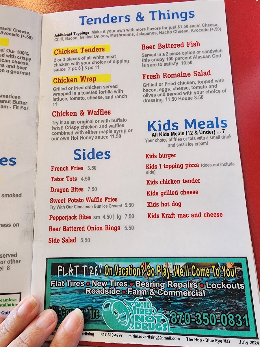 Menu The Hop Diner ( Formerly Oasis Of Blue Eye)-3