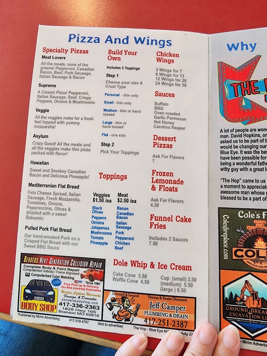 Menu The Hop Diner ( Formerly Oasis Of Blue Eye)-4