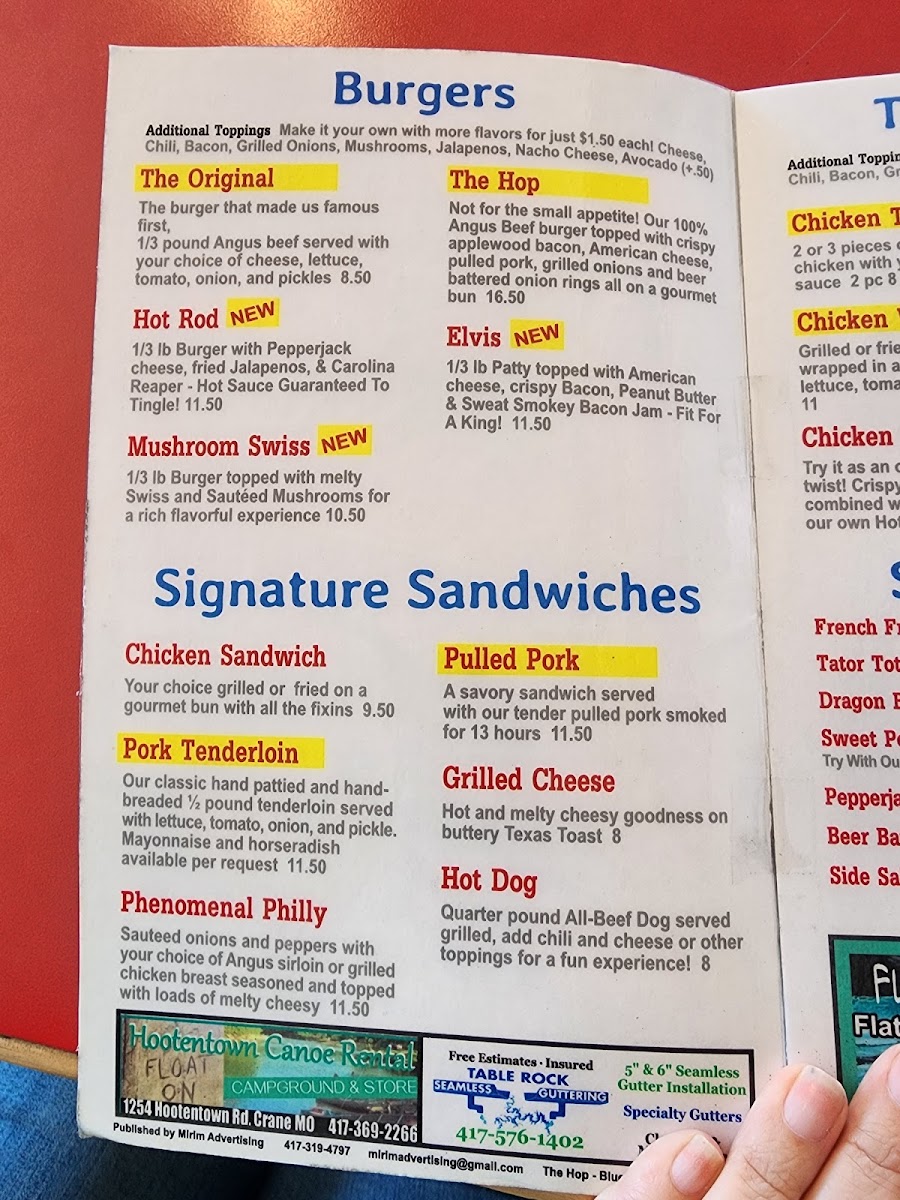 Menu The Hop Diner ( Formerly Oasis Of Blue Eye)-6