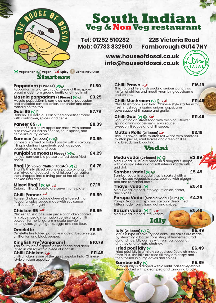 Menu The House Of Dosai-1