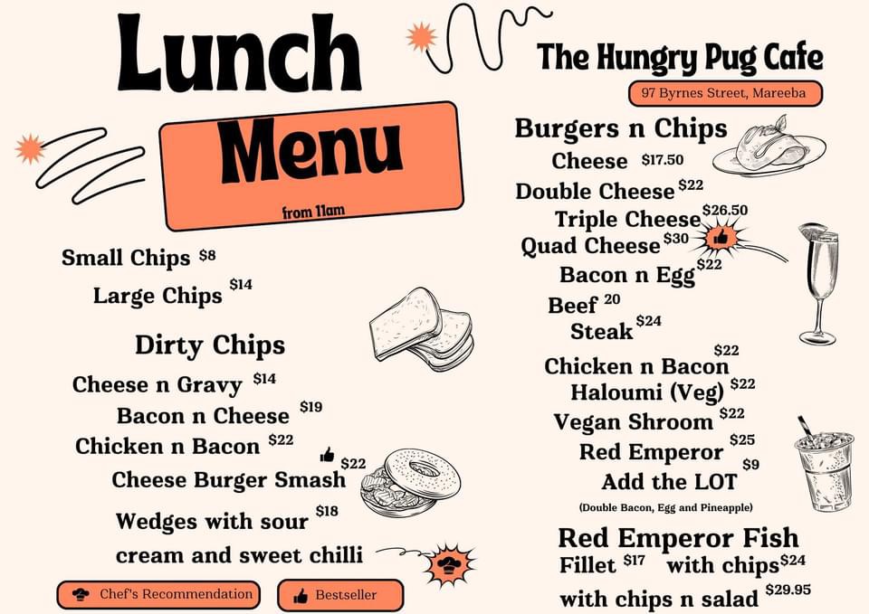 Menu The Hungry Pug Mareeba-1