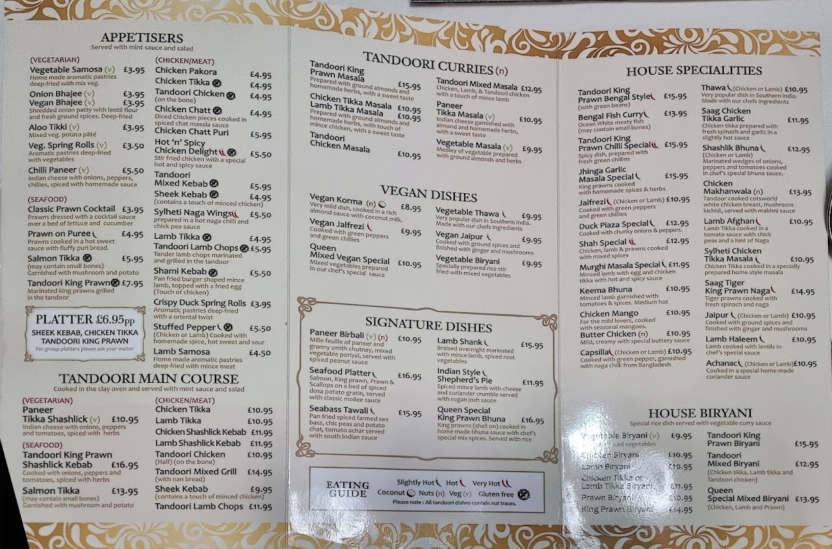 Menu The Indian Queen-1