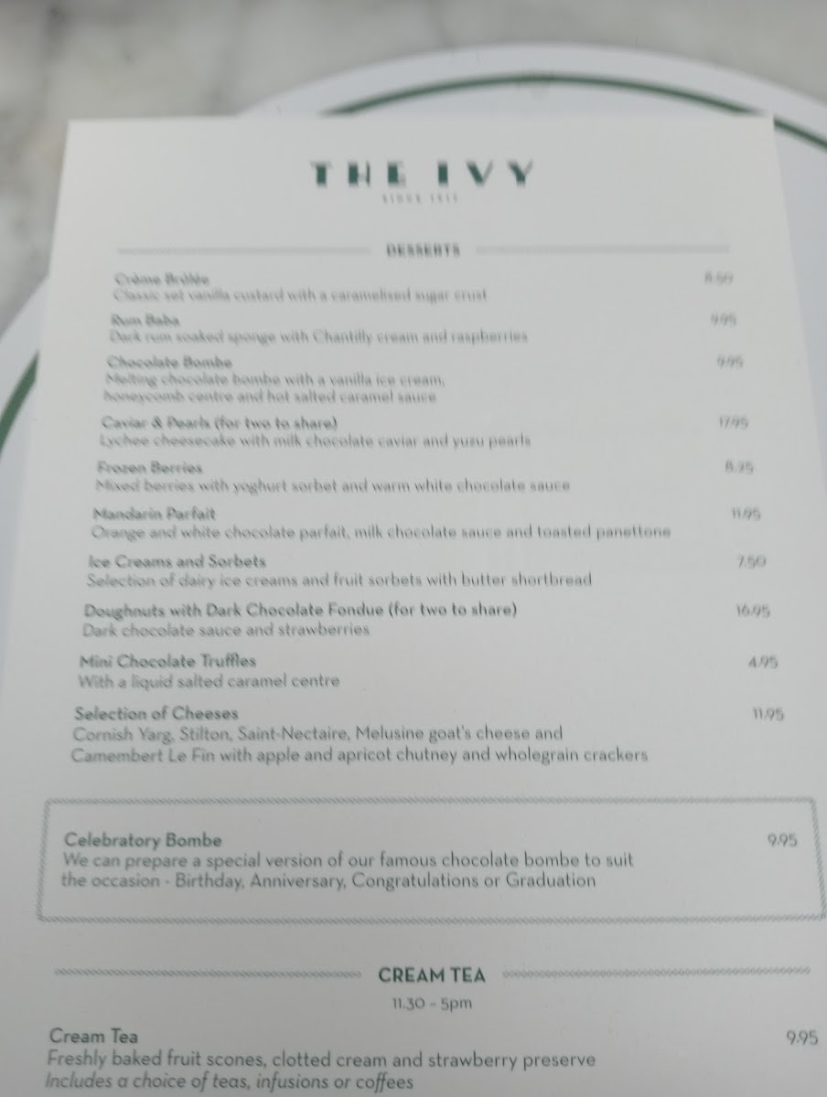 Menu The Ivy Chichester-7