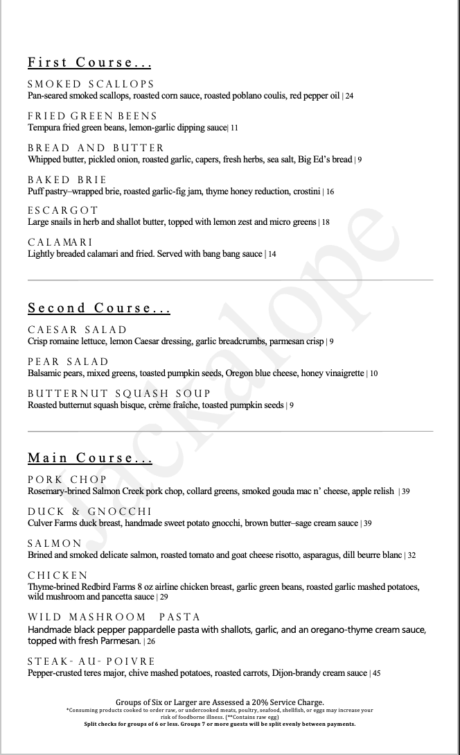 Menu The Jackalope Grill-1