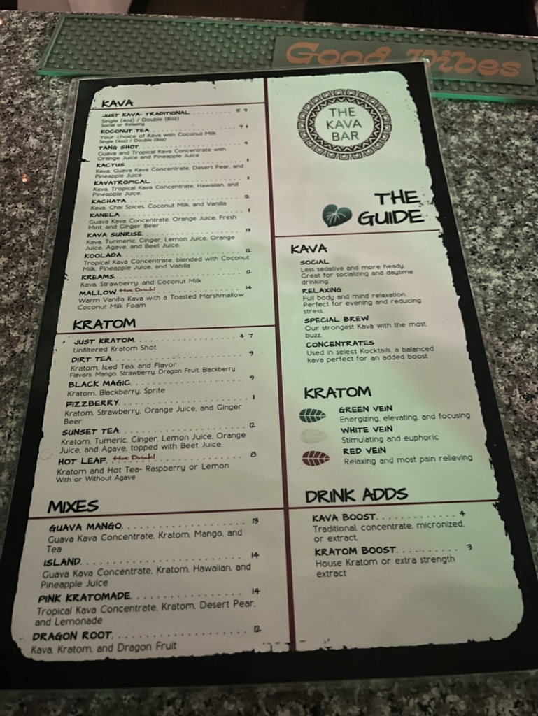 Menu The Kava Bar-1