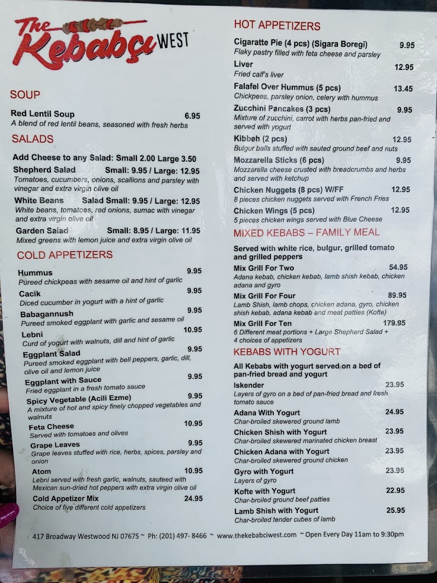 Menu The Kebabci West-1