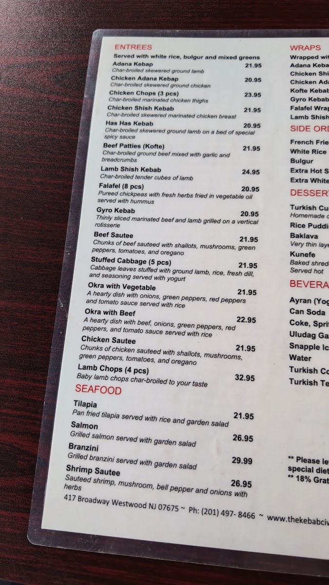 Menu The Kebabci West-2