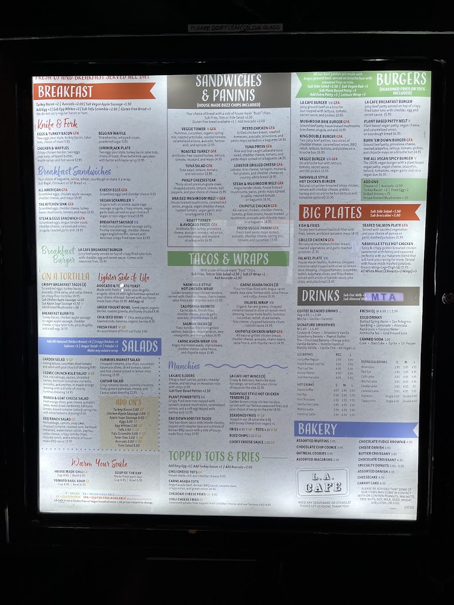 Menu The L.a. Cafe-7