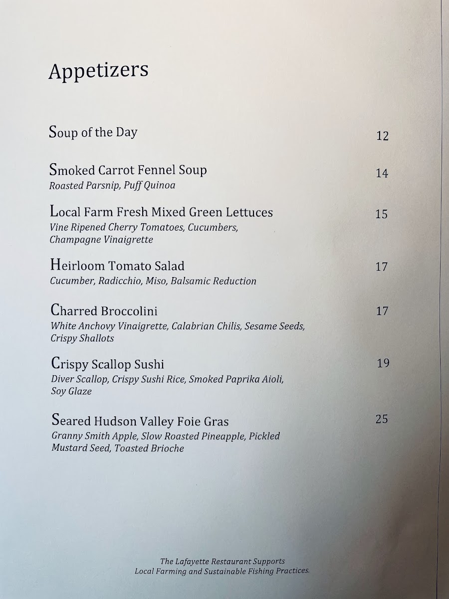 Menu The Lafayette-8