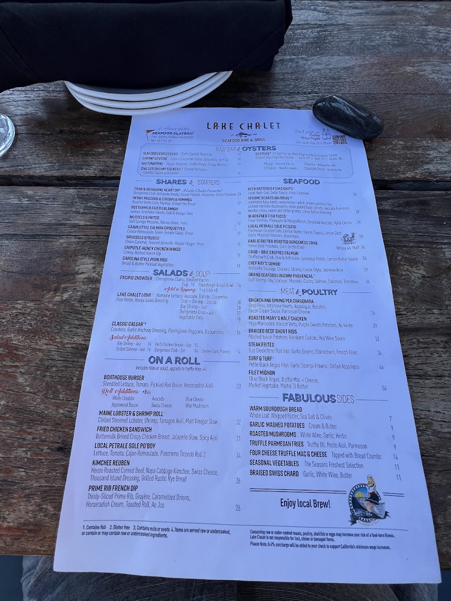 Menu The Lake Chalet Seafood Bar & Grill-10
