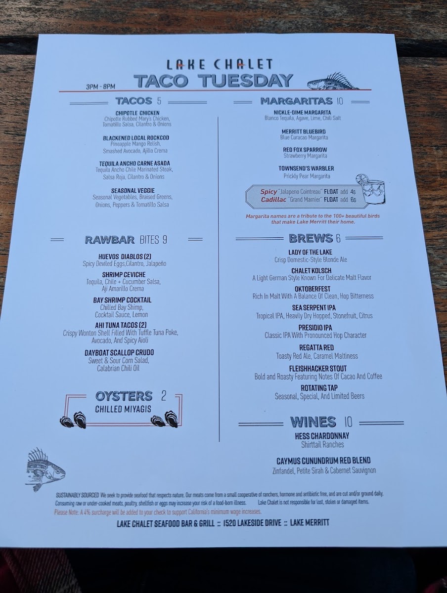 Menu The Lake Chalet Seafood Bar & Grill-5