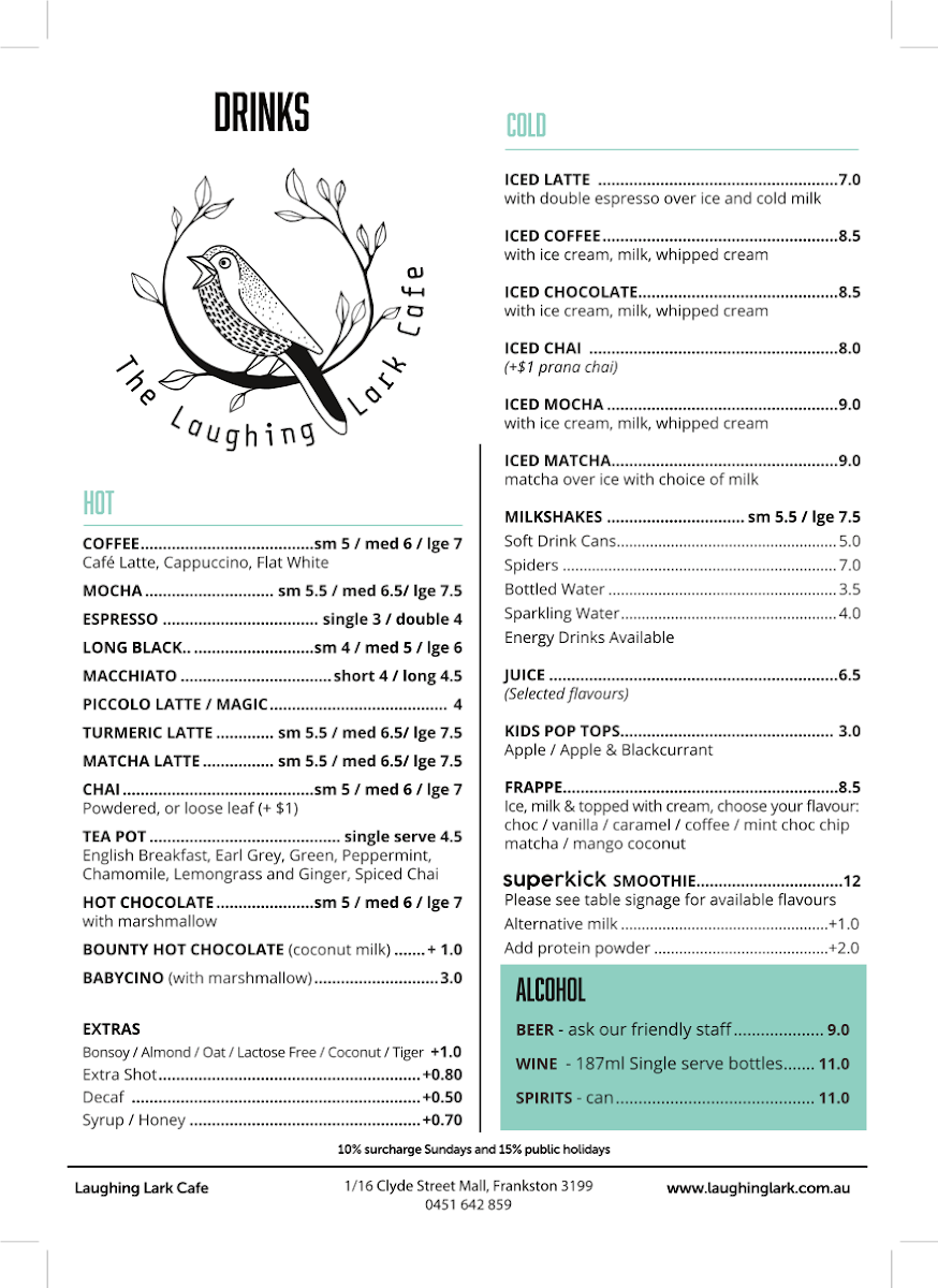 Menu The Laughing Lark Cafe-1