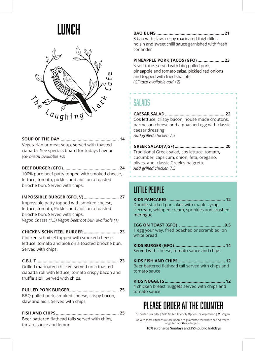 Menu The Laughing Lark Cafe-2