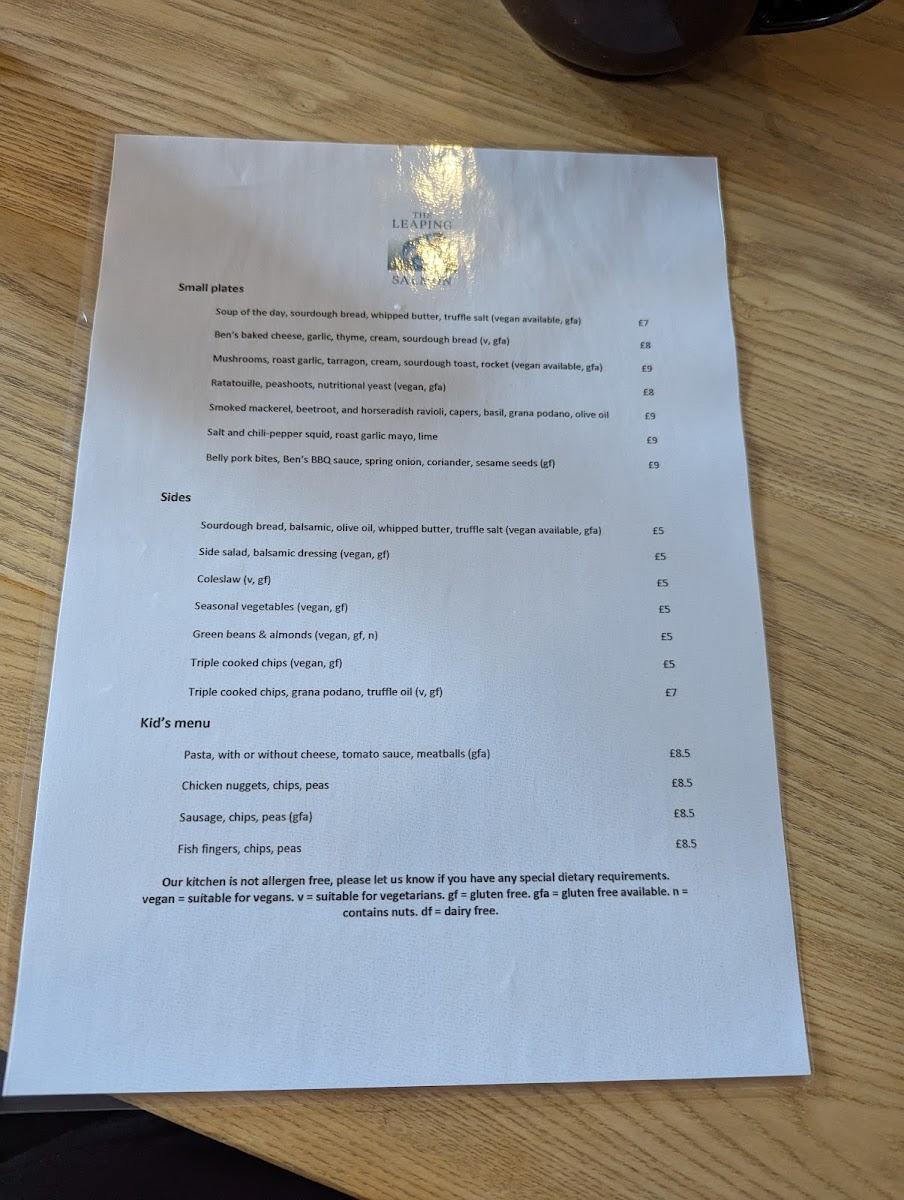 Menu The Leaping Salmon-1