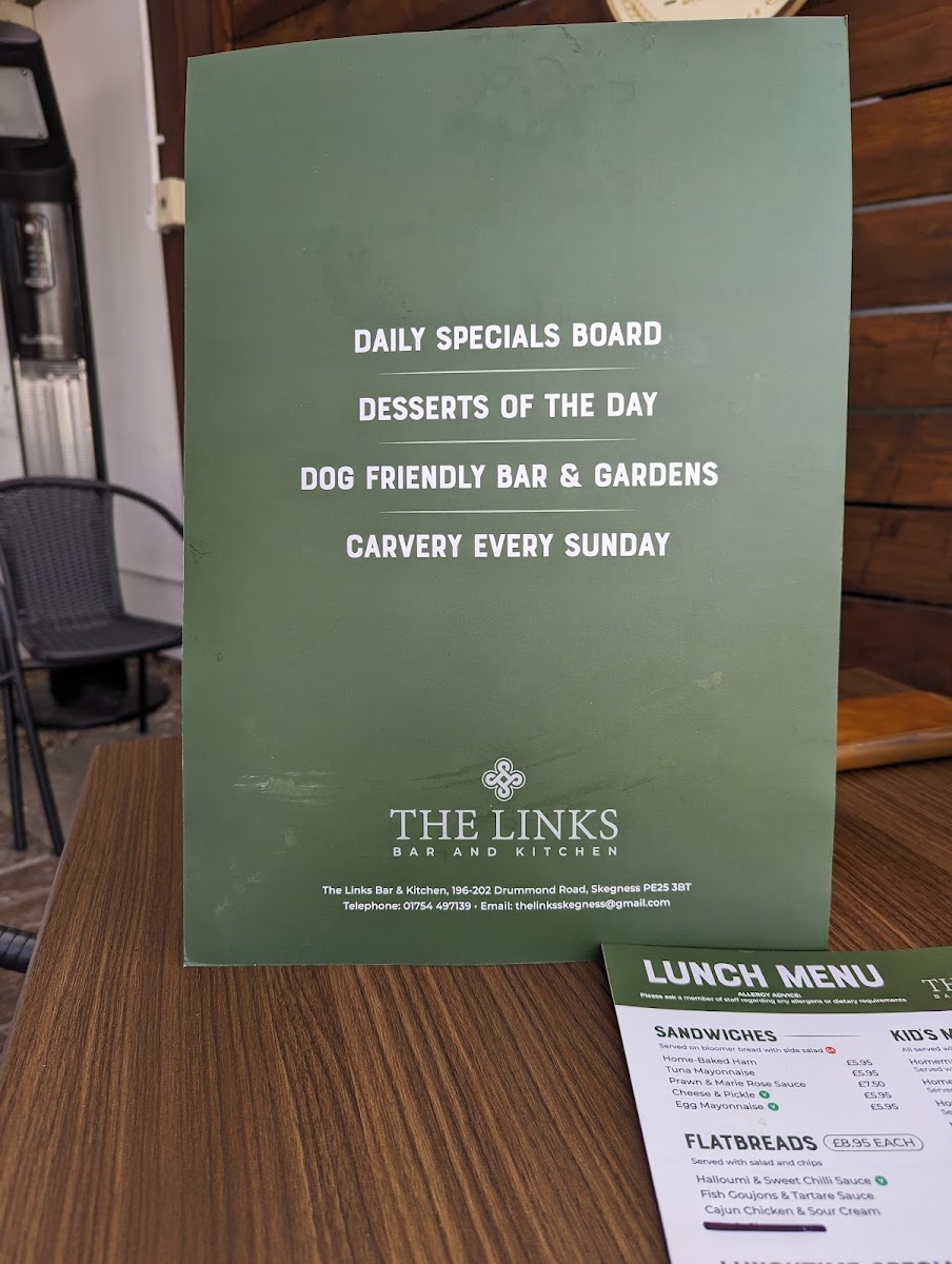 Menu The Links Bar And Restaurant-2
