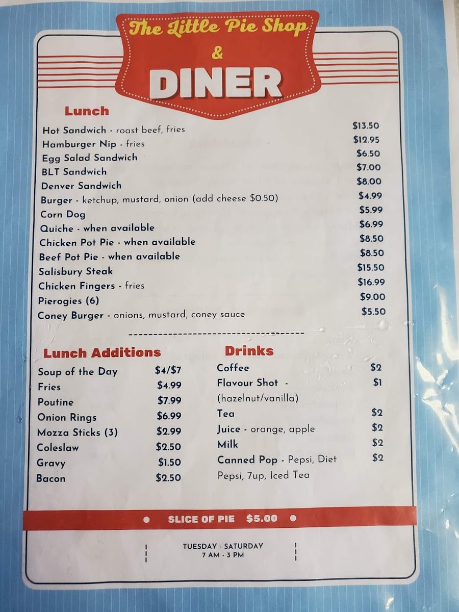 Menu The Little Pie Shop And Diner-1