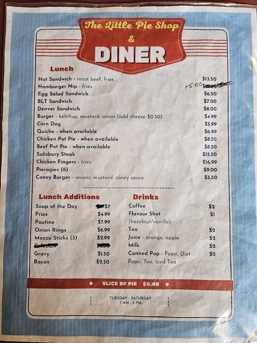 Menu The Little Pie Shop And Diner-2