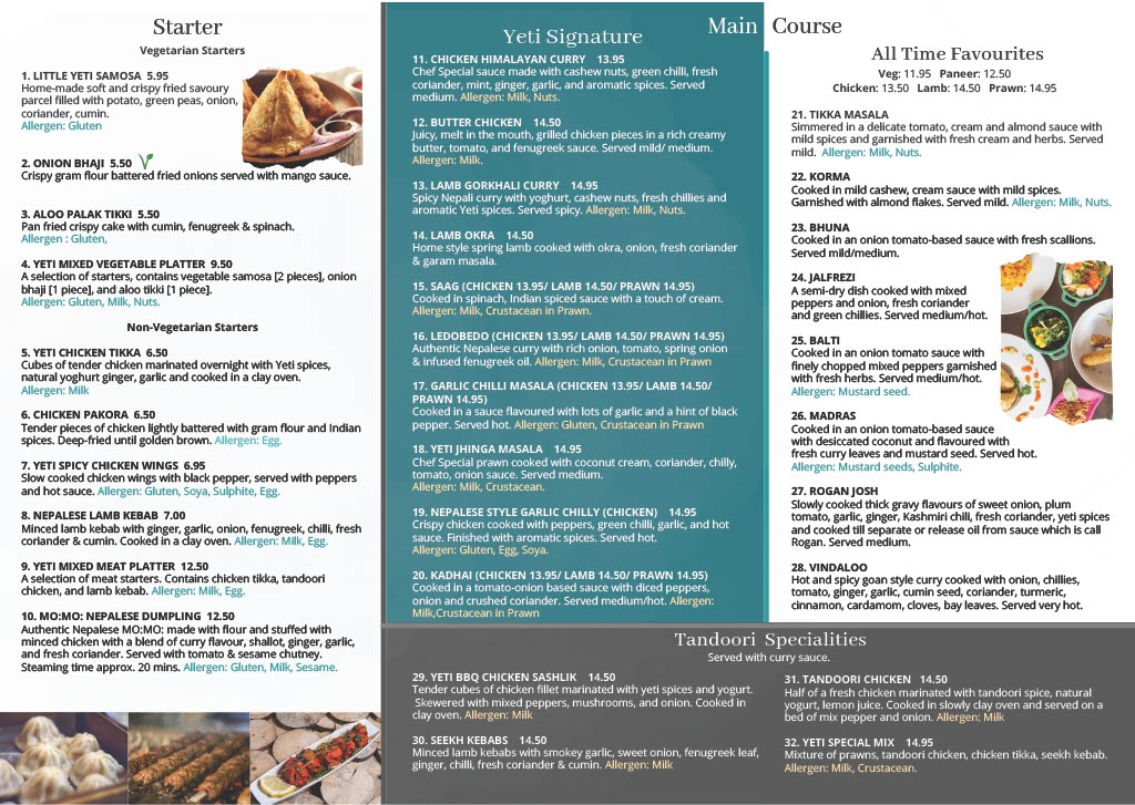 Menu The Little Yeti Nepalese And Indian Takeaway-1