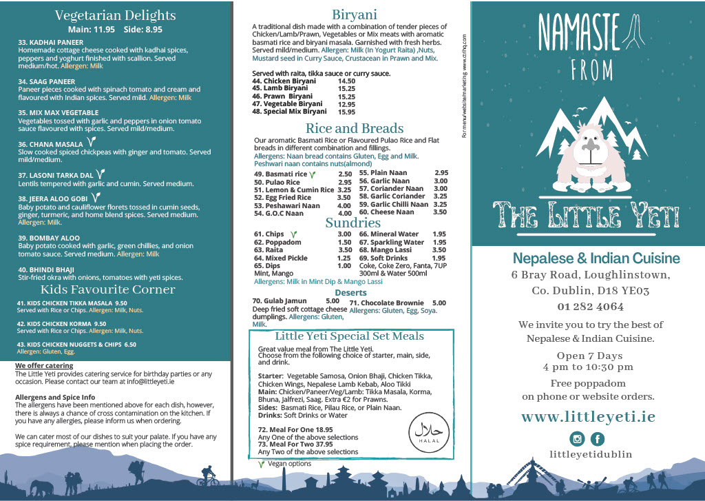Menu The Little Yeti Nepalese And Indian Takeaway-2
