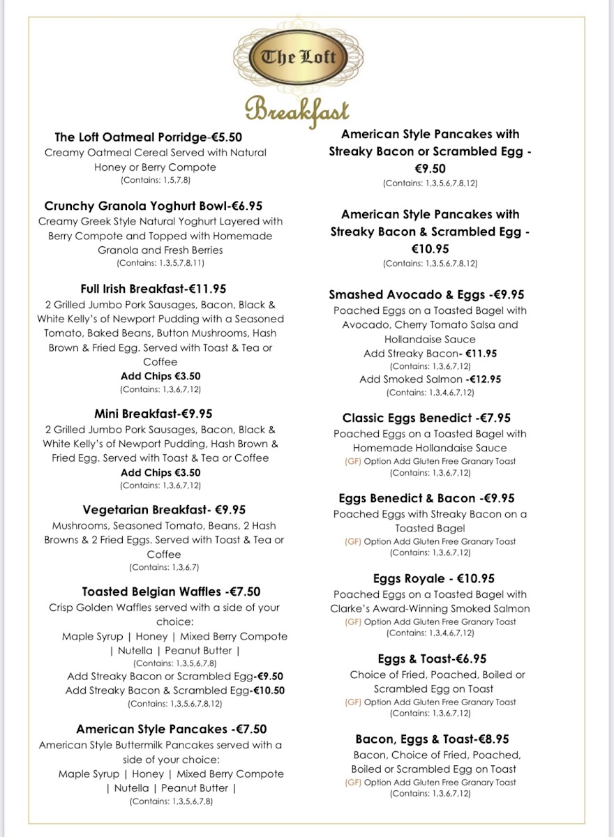 Menu The Loft Ballina-2