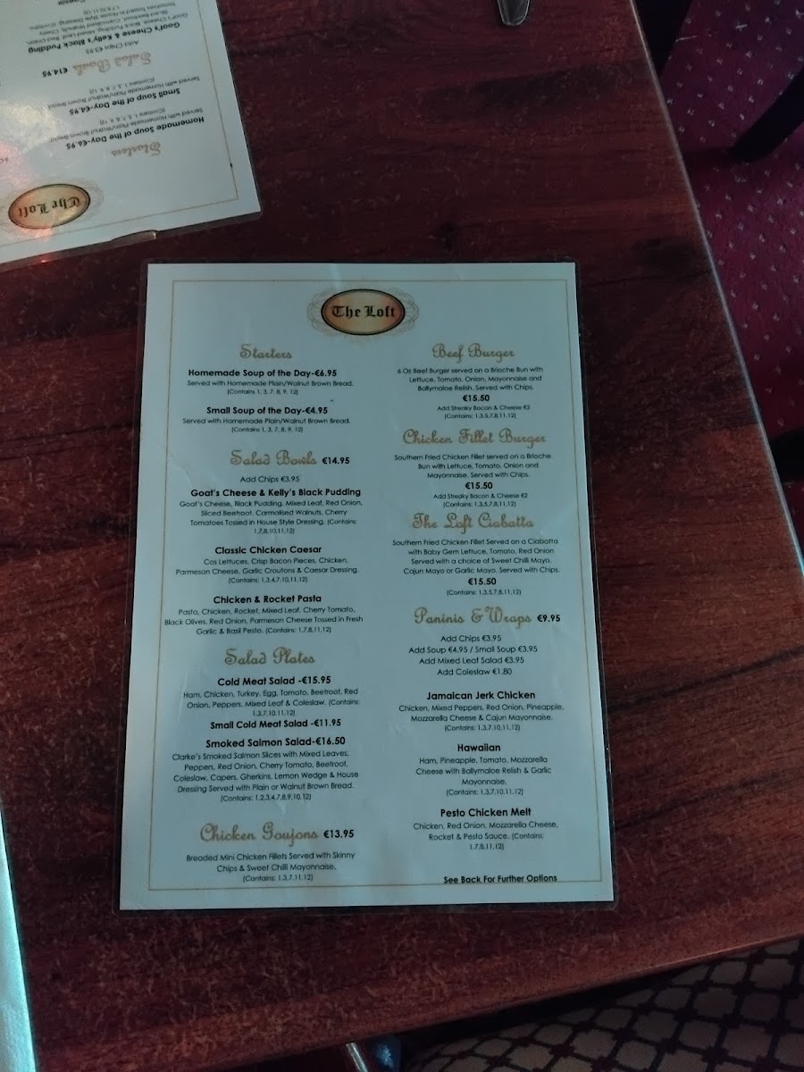 Menu The Loft Ballina-5