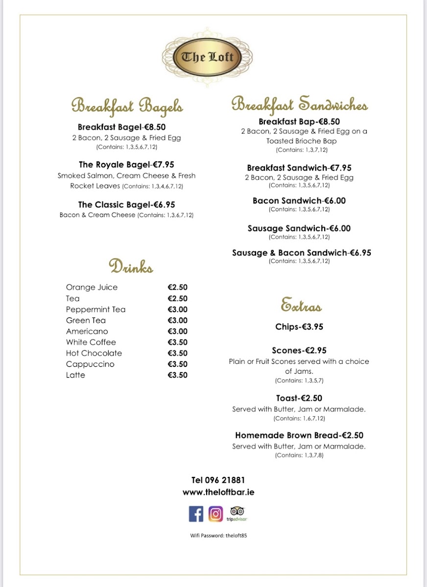 Menu The Loft Ballina-6