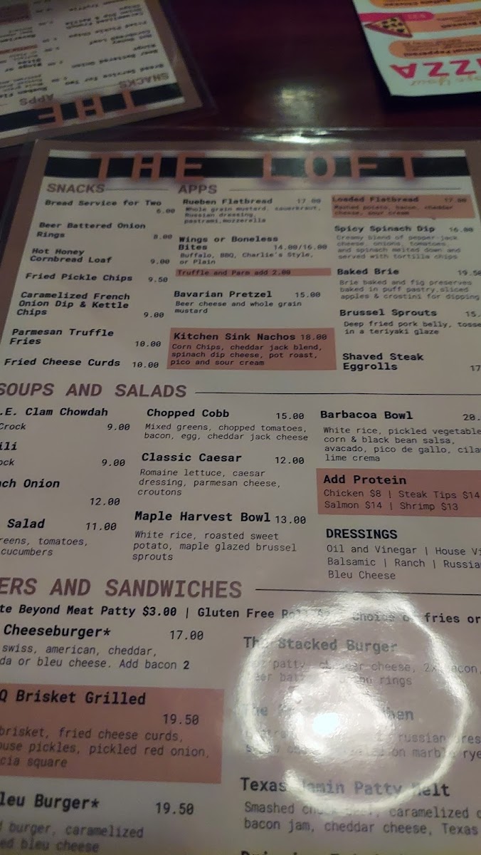 Menu The Loft Restaurant & Pub-2