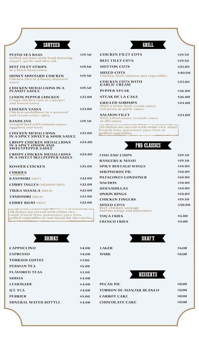 Menu The Londoner Pub & Restaurant Panama-1