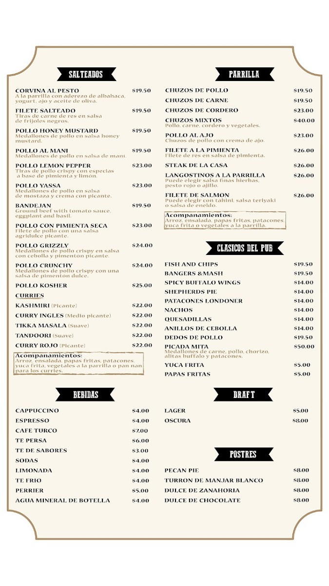 Menu The Londoner Pub & Restaurant Panama-2