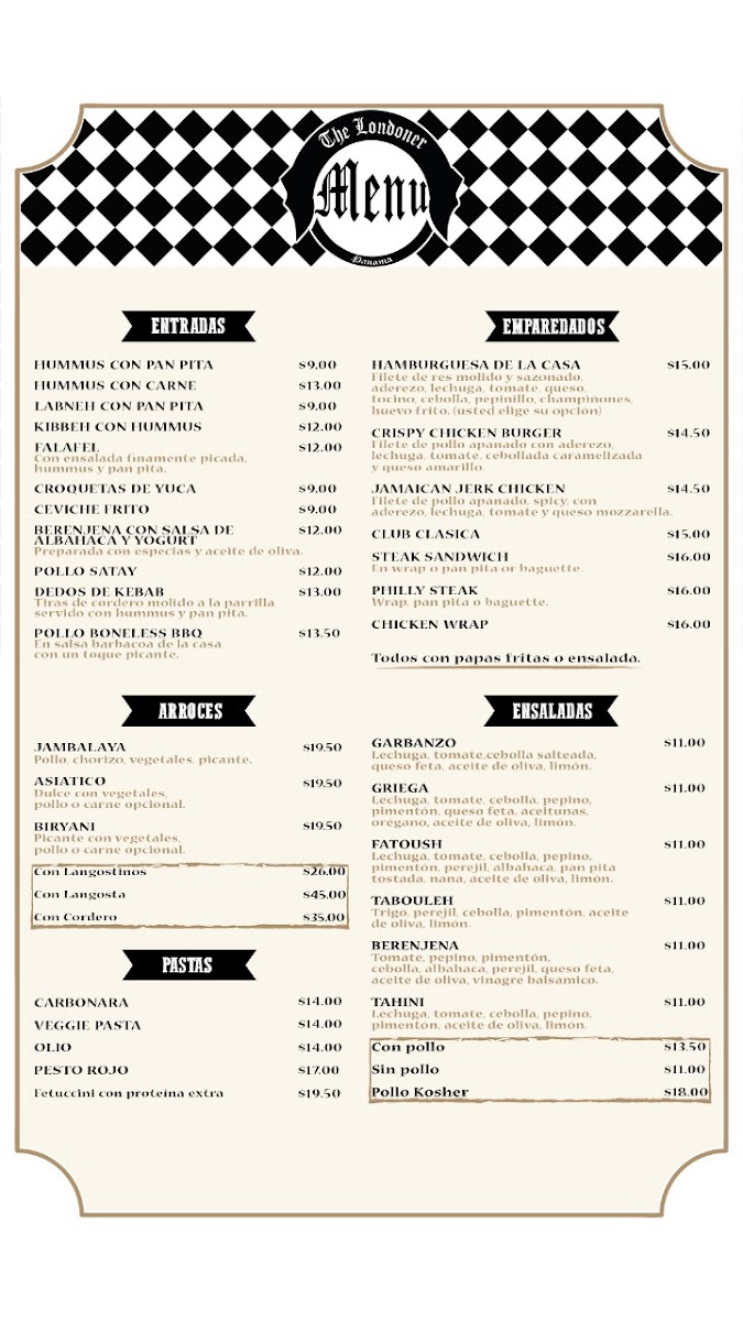 Menu The Londoner Pub & Restaurant Panama-3