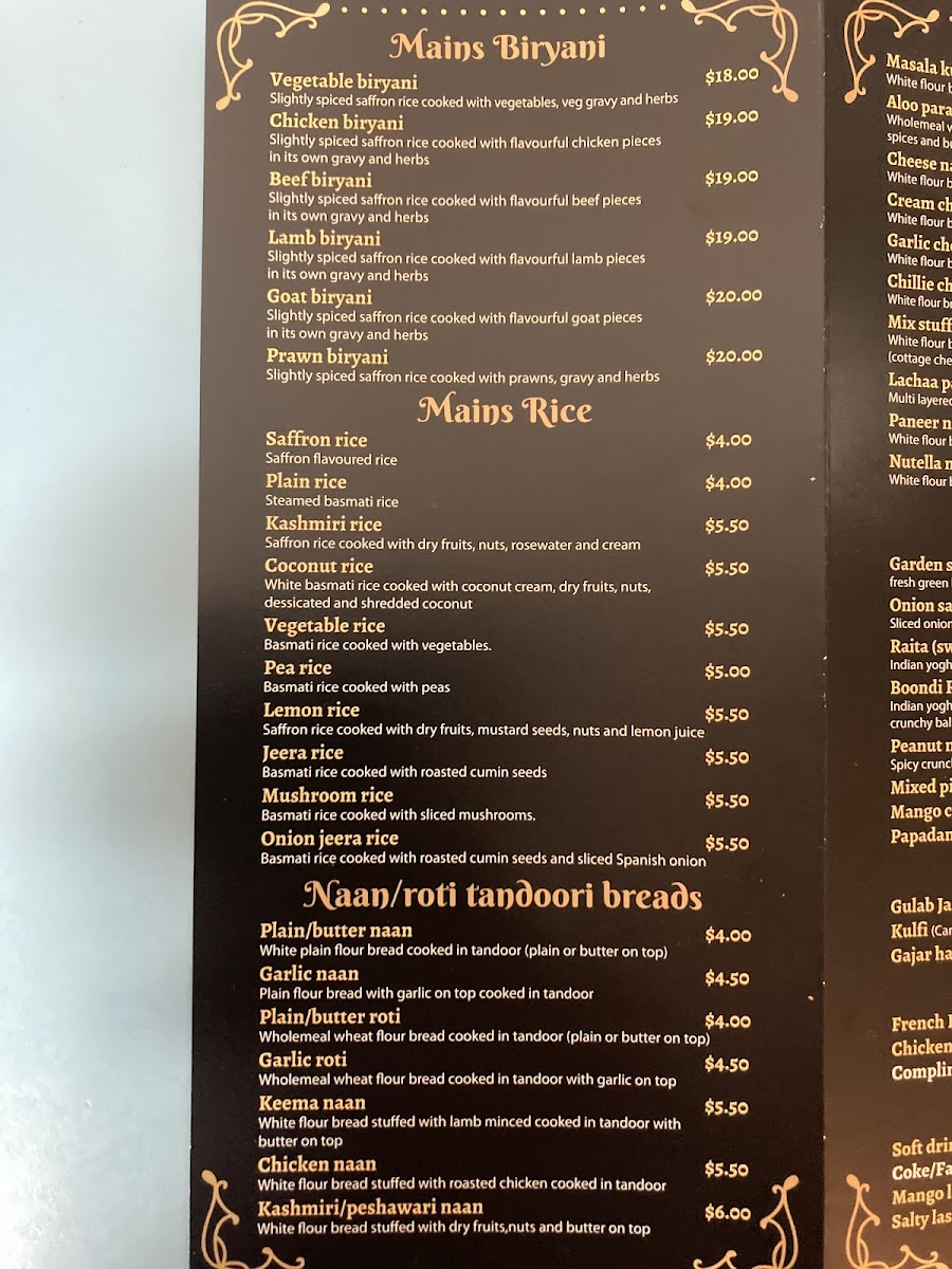 Menu The Maharaja Palace Bairnsdale-7