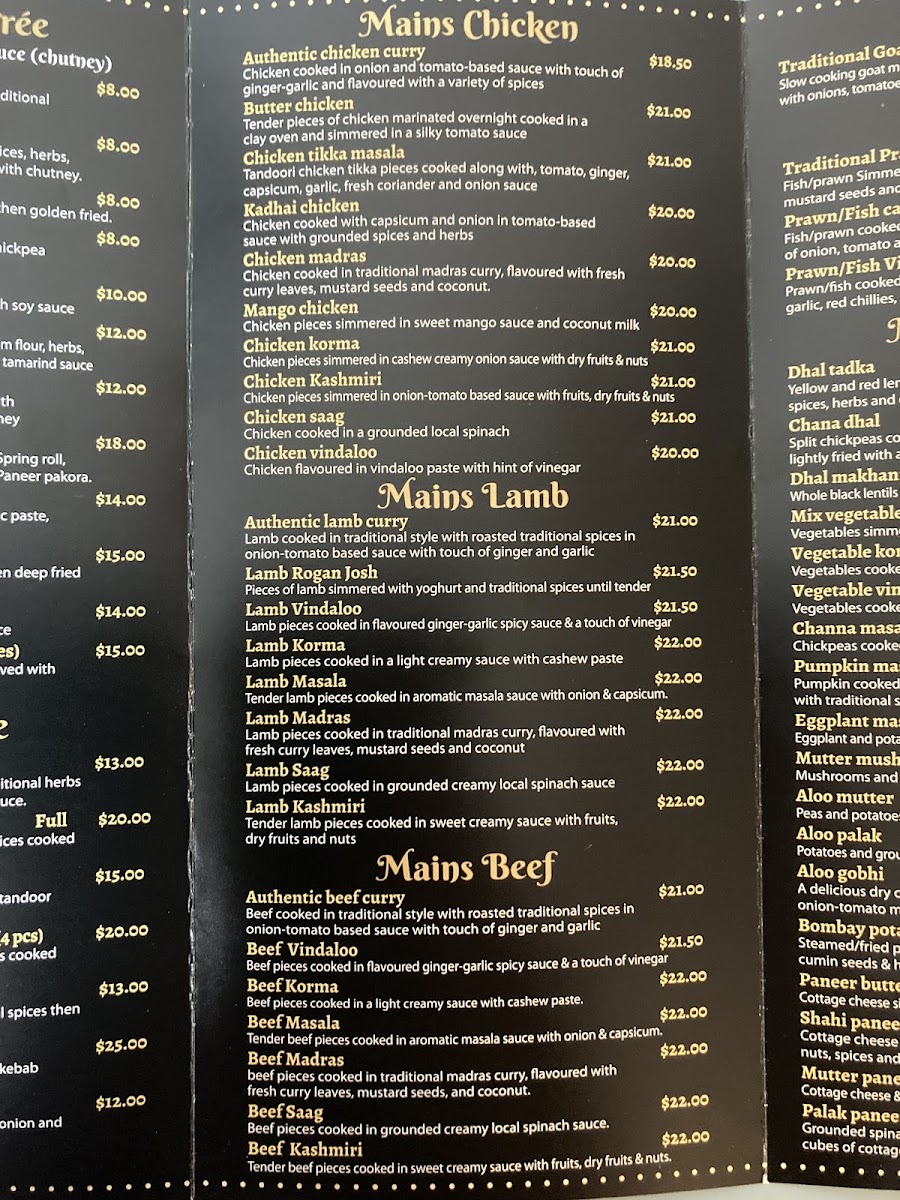 Menu The Maharaja Palace Bairnsdale-9
