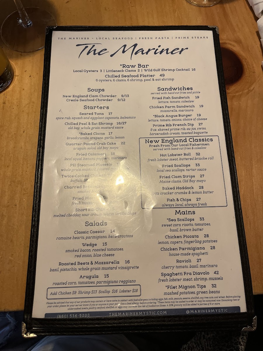 Menu The Mariner-1