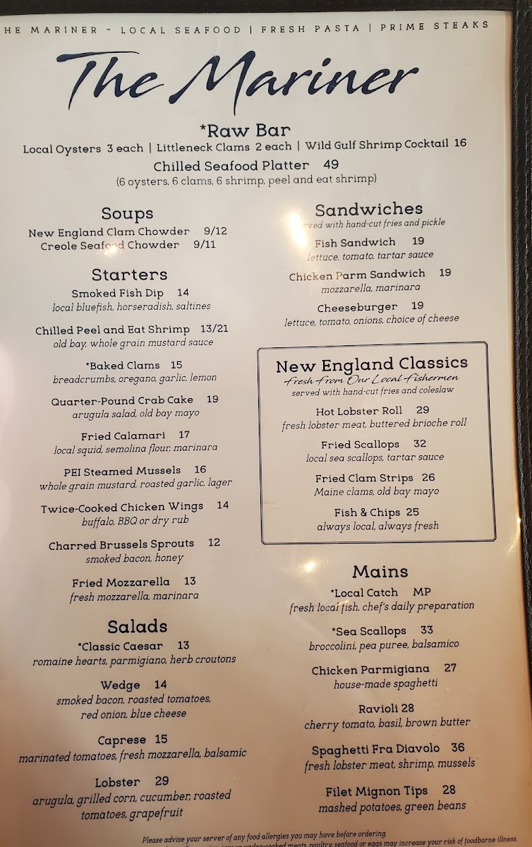 Menu The Mariner-7