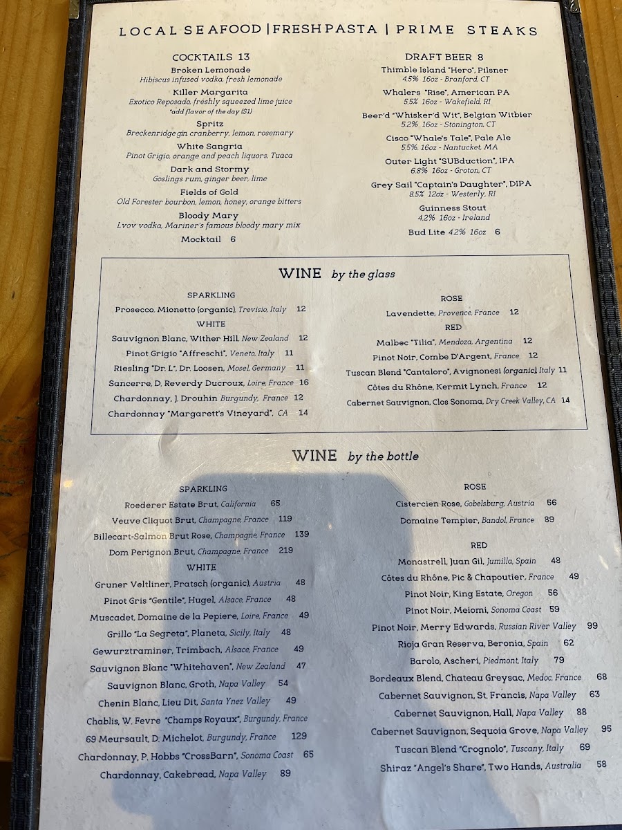 Menu The Mariner-8