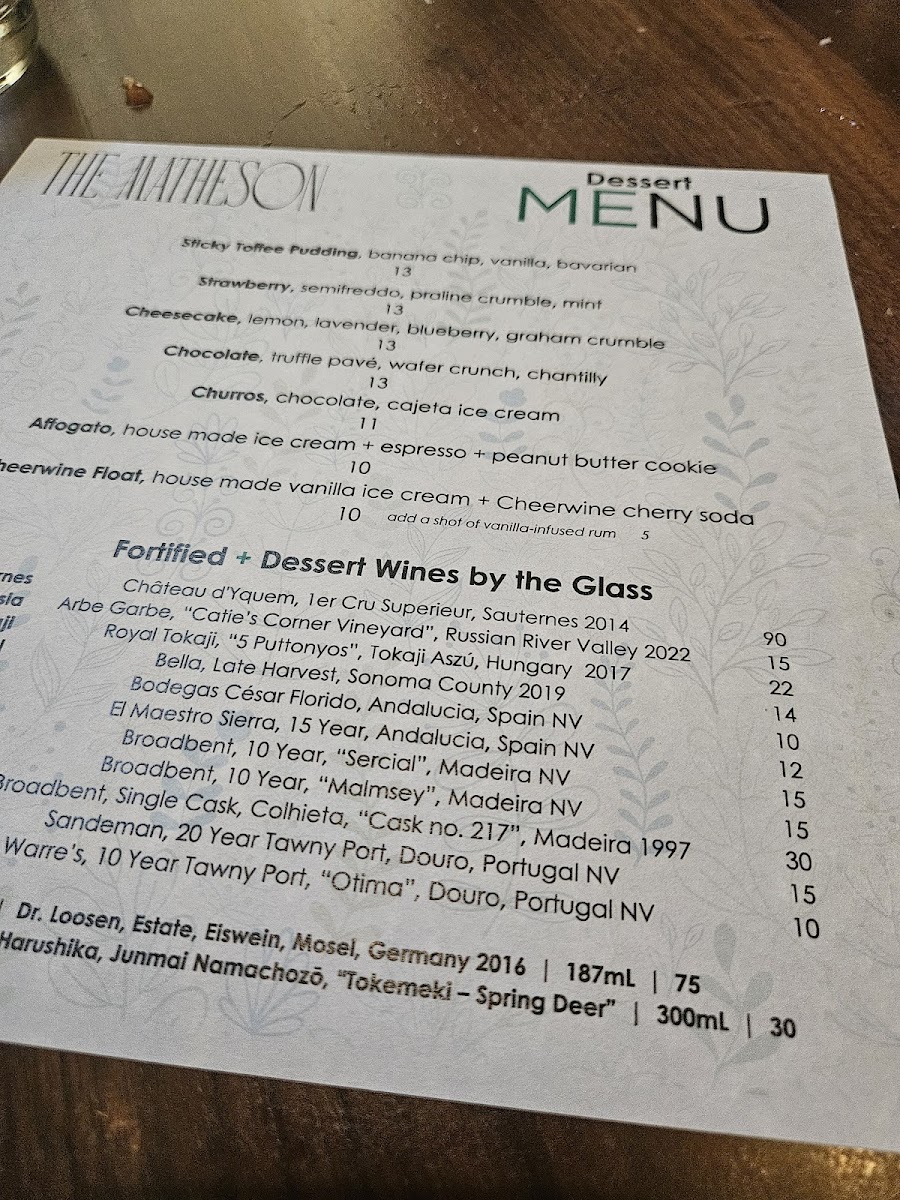 Menu The Matheson-10