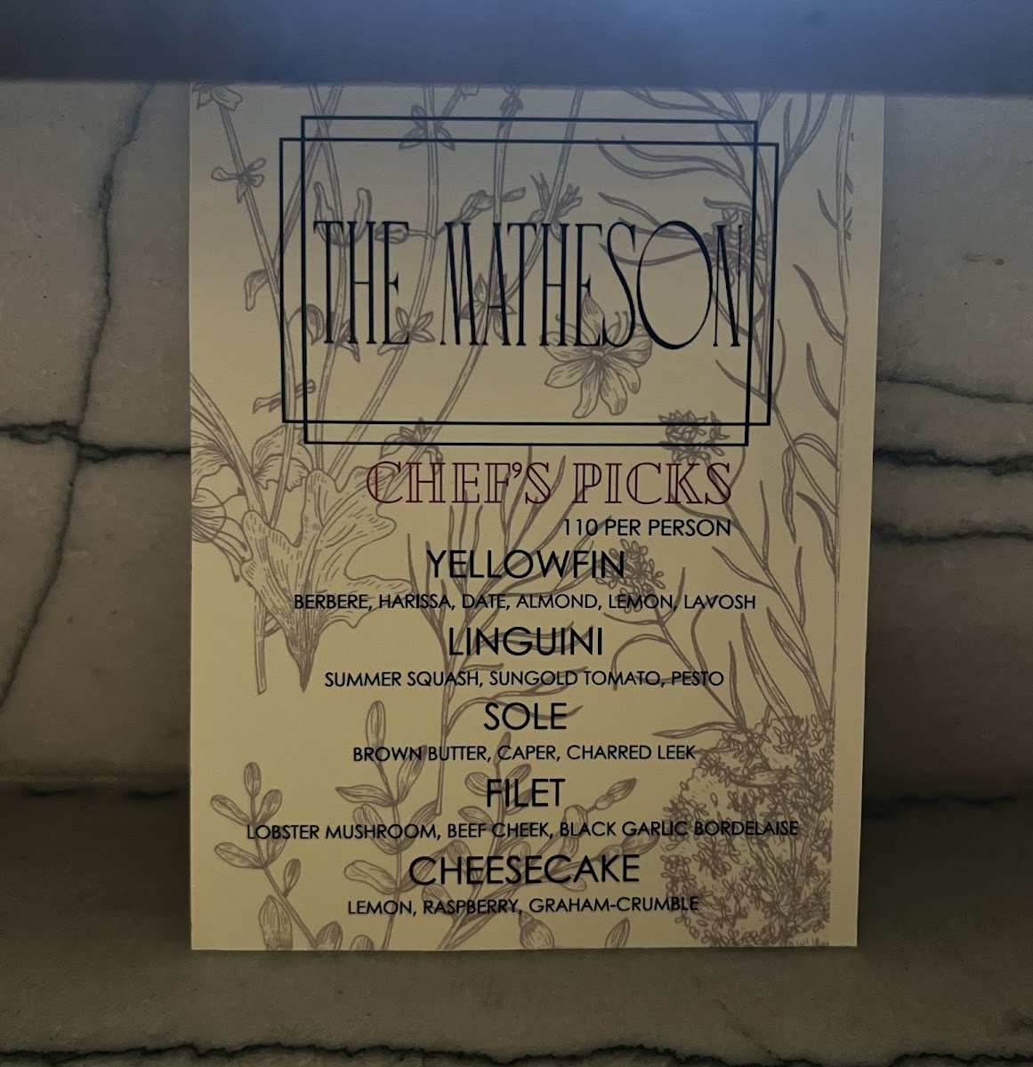 Menu The Matheson-2