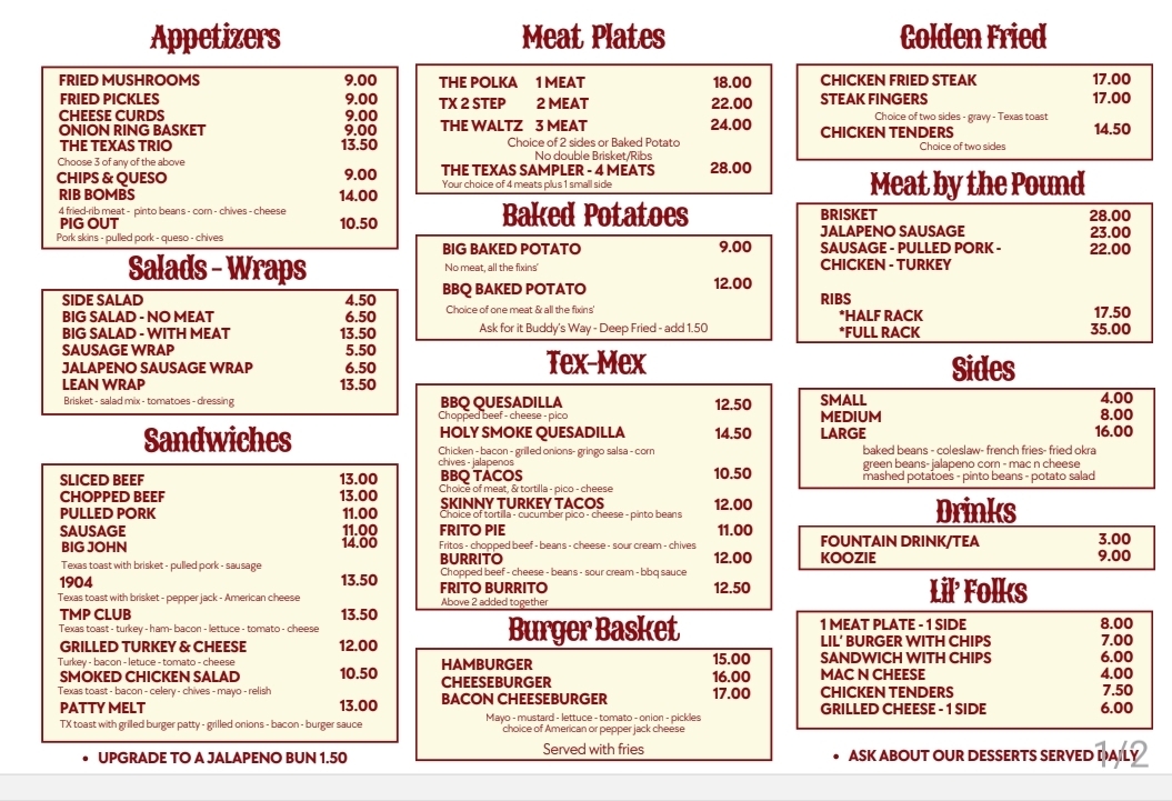 Menu The Meating Place Bbq Magnolia-1