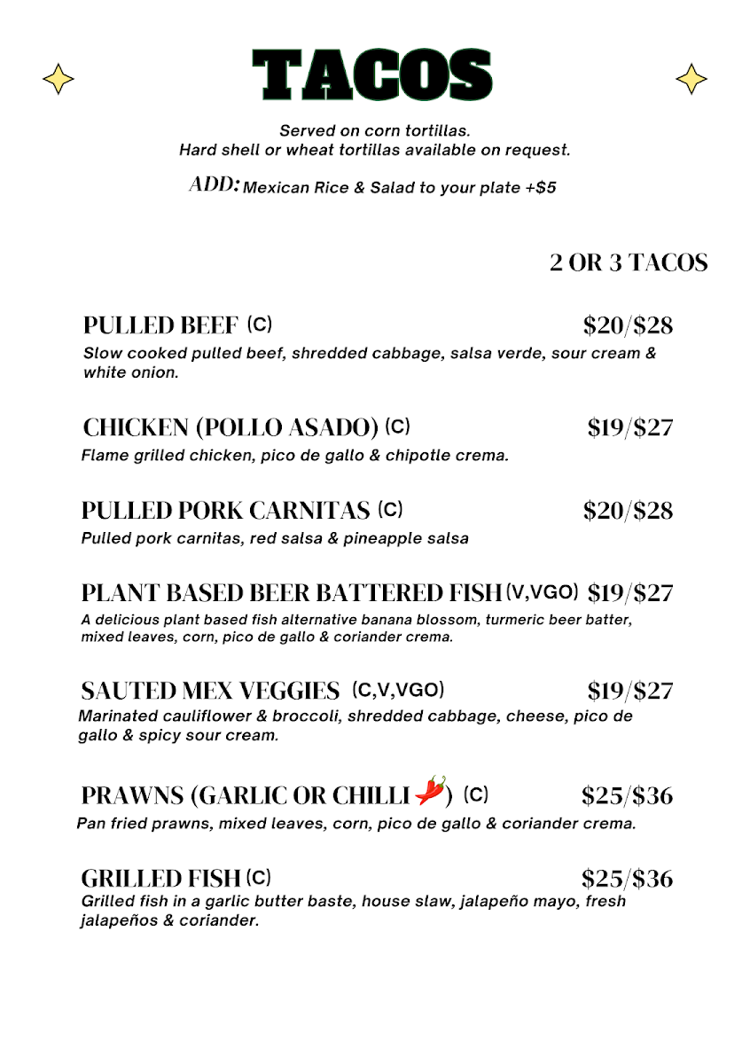 Menu The Mexican, Yamba-7