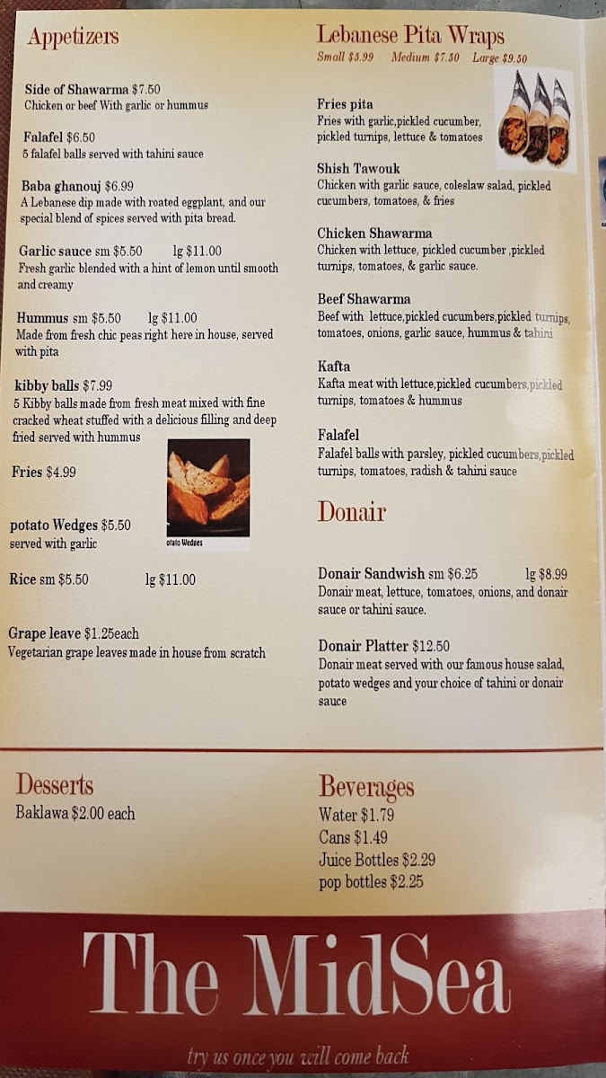 Menu The Midsea-5