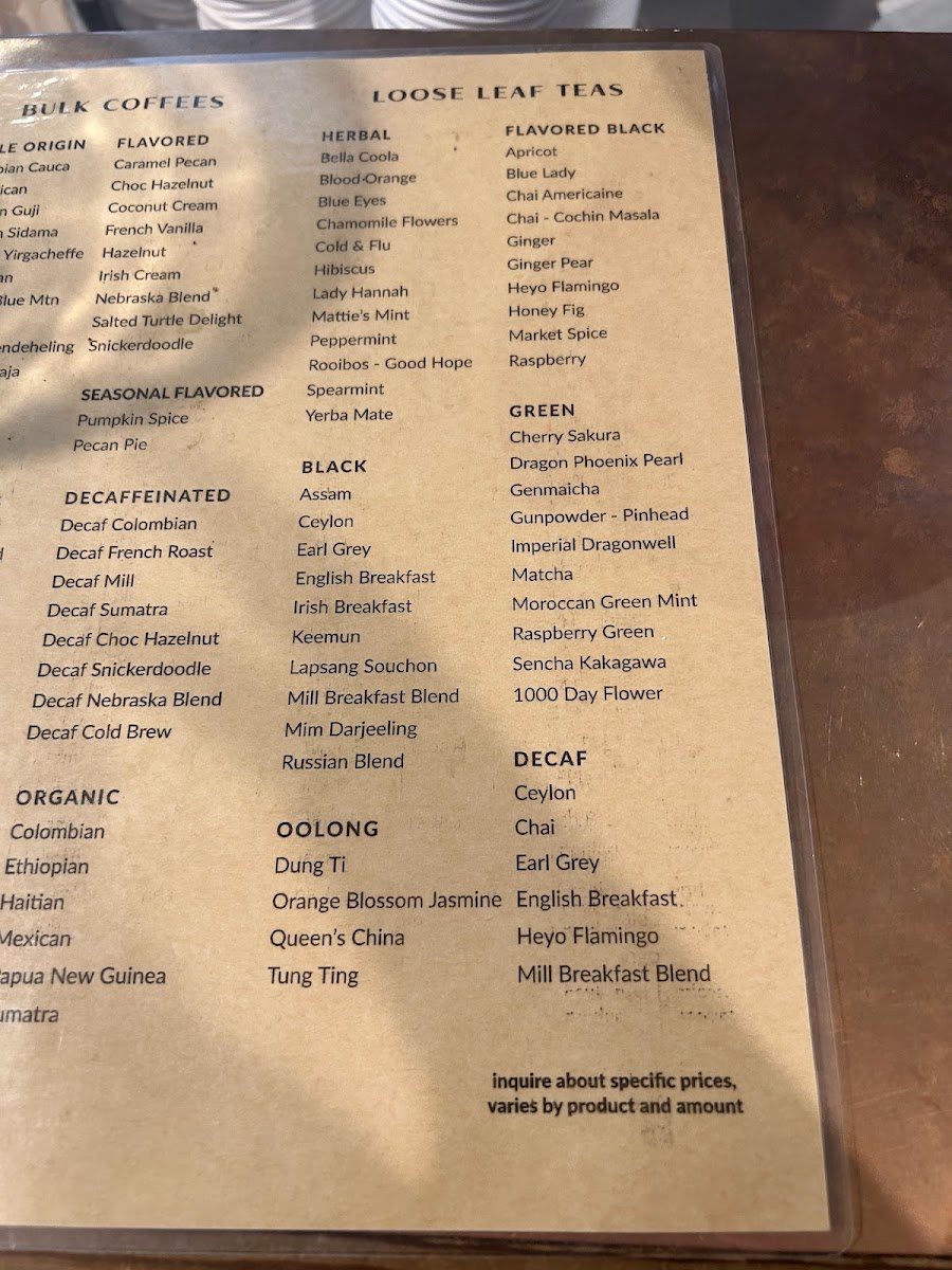 Menu The Mill Coffee-1