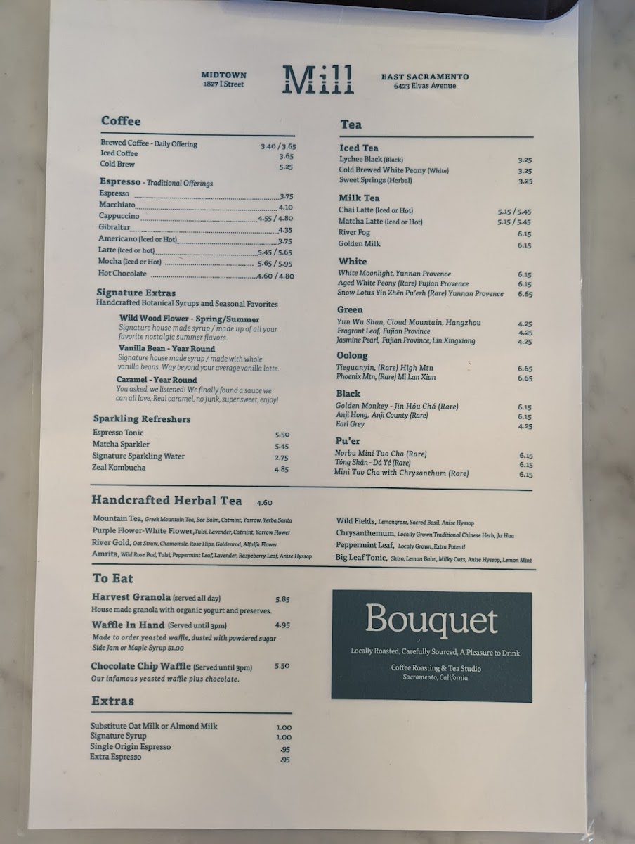 Menu The Mill Elvas Avenue Cafe-1
