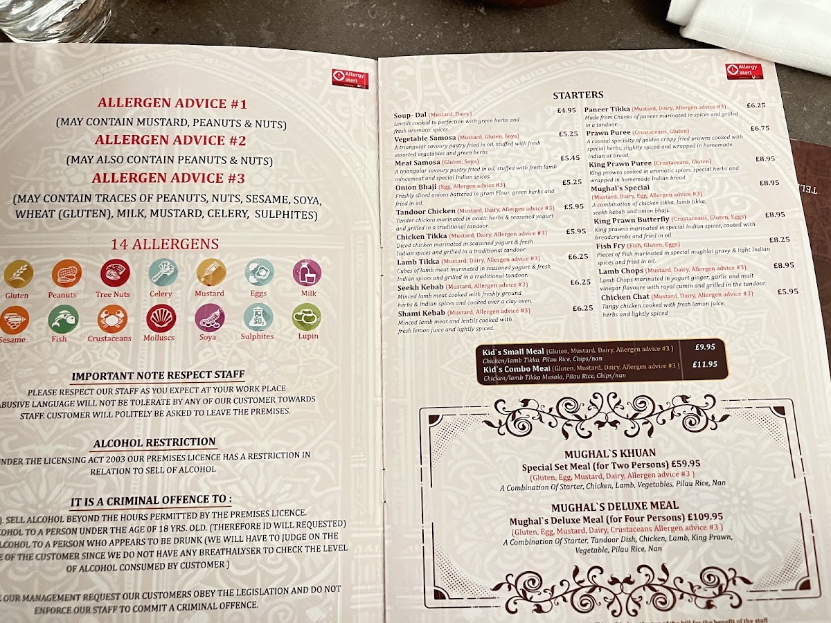 Menu The Mughal's Indian Restaurant (Paddington)-4